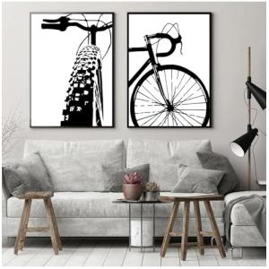 Cuadro sobre Lienzo con Arte de Bicicleta Negra para Ciclis…