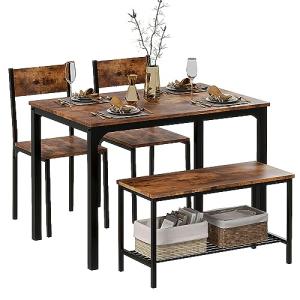 DlandHome Juego de 4 Piezas Mesa de Comedor con 2 Sillas y…