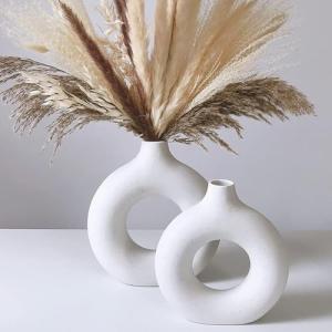 Jarrón de Cerámica para la Hierba de Las Pampas 2PCS Blanco…