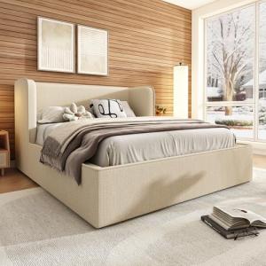 Moimhear Cama tapizada, cama de matrimonio hidráulica con r…