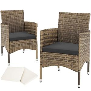 tectake® Set de 2 Sillones en Ratán y Acero, Muebles Jardín…