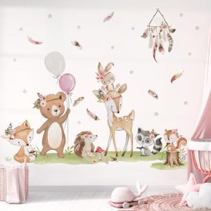 decalmile Pegatinas de Pared Animales Bosque Boho Vinilos D…