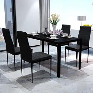 Genérico Conjunto de Mesa y sillas de Comedor 5 Piezas Negr…