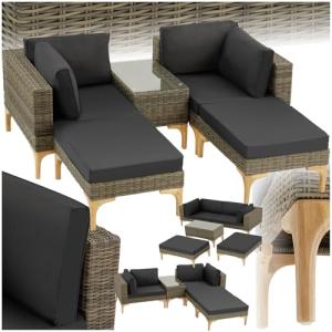 TecTake® Conjunto Jardín en Ratán y Aluminio con Cojines, C…
