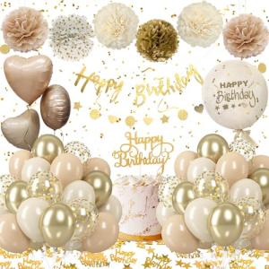Decoracion Cumpleaños Mujer Niños, Globos de Cumpleaños Oro…