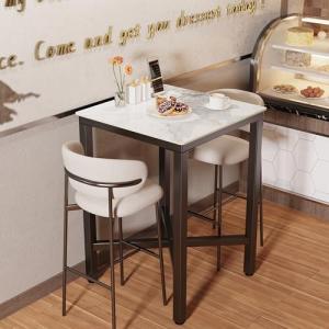 FATIVO Mesa de Bar Mármol Cuadrada: Mesa Comedor Alta Mesa…