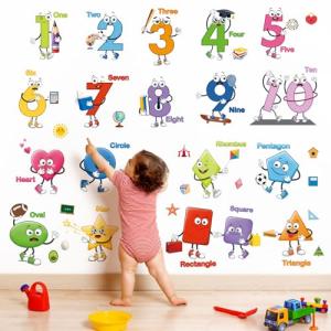 decalmile Pegatinas de Pared Números Aprendizaje Educación…