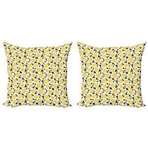ABAKUHAUS Limón Set de 2 Fundas para Cojín, Hojas rebanadas…