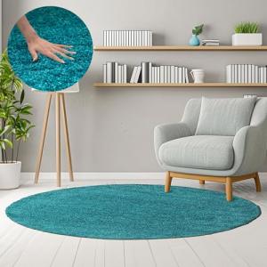 HomebyHome Alfombra Salon Peludo de Pelo Largo Turquesa 200…