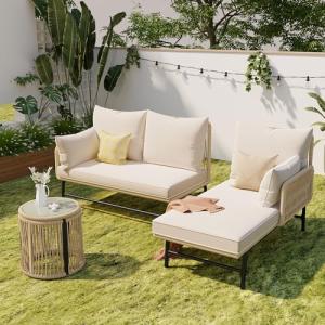 Moimhear Juego de muebles de jardín con estructura de hierr…