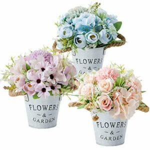HOTLIKE Flores Artificiales Decoración, 3Pcs Plantas Artifi…