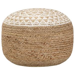 ZEYUAN Puf Tejido a Mano Yute Blanco 45x30 cm, Reposapies S…