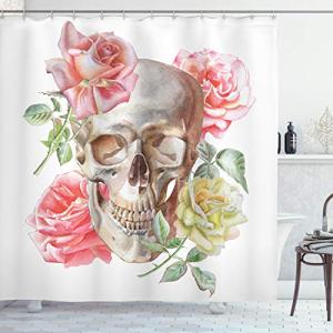 ABAKUHAUS Rosa Cortina de Baño, Cráneo Bloom Tender, Materi…