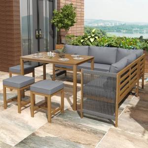Moimhear Juego de muebles de jardín con cojines, sofá esqui…