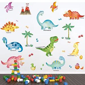 decalmile Pegatinas de Pared Acuarela Dinosaurios Infantil…