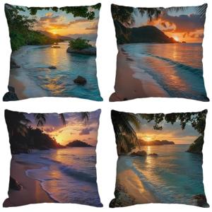 Funda Cojin 70x70 cm, Juego de 4 Fundas de Cojines Playa Te…