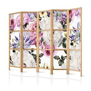 murando - Biombo XXL Flores Rosas 225x171 cm 5 Paneles Lien…