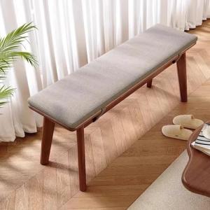 Banco moderno de madera con cojín para interiores, elegante…