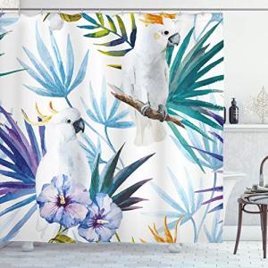 ABAKUHAUS Tropical Cortina de Baño, Acuarela del Loro de Pa…