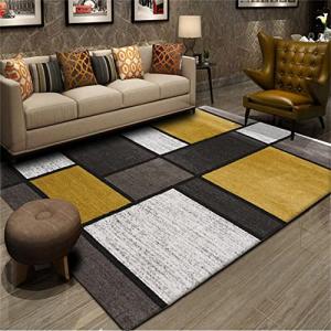 Alfombra moderna y suave de 160 x 200 cm, color amarillo, c…