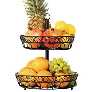 Chefarone frutero de 2 pisos - Cesta de frutas metálica par…