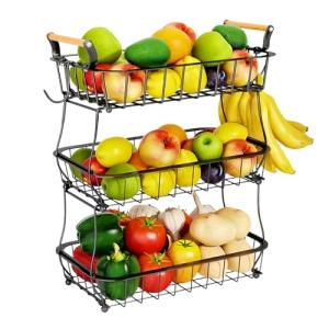 Fruteros de Cocina 3 Pisos, Fruteros de Cocina Modernos Neg…