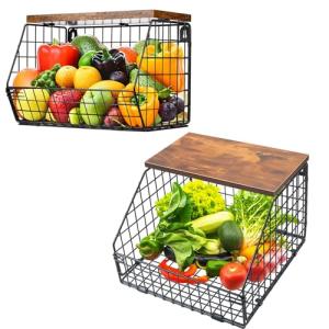 Gemsaya 2 cestas de frutas colgantes (pequeñas y grandes),…