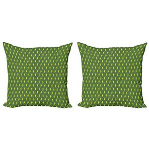 ABAKUHAUS Verde y Amarillo Set de 2 Fundas para Cojín, Las…