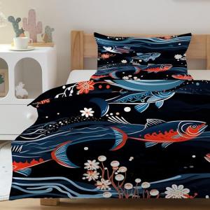 Funda Nórdica Cama 90 Pez Japonés, Funda Edredon 150x220 Mi…
