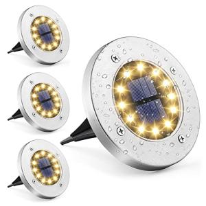 GIGALUMI Lámpara Solar Para el suelo 12 LED 4-Paquete Luces…