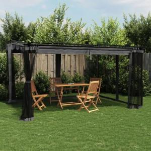 Amorsee Pérgola de Jardín con Techo y Malla, Pérgola de Alu…