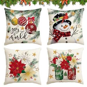 HIQE-FL Funda de Cojines Navideño,4Pcs Fundas Navideñas par…