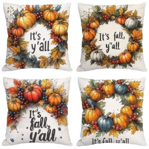 Funda Cojin 80x80 cm, Juego de 4 Fundas de Cojines Otoño Li…