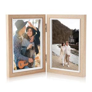 Marcos de Fotos Doble 10x15cm, Marco Fotos Doblar de Madera…