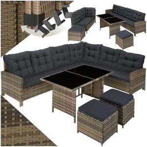 TecTake® Conjunto Jardín de Ratán con Mesa y Cojines, Conju…
