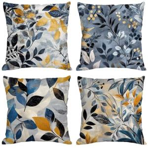 amarillo Cojines Exterior Impermeable Lino Fundas Cojines 8…