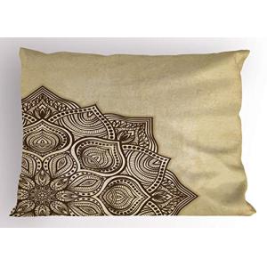 ABAKUHAUS Brown Mandala Funda de Almohada, Detalle de la Fl…