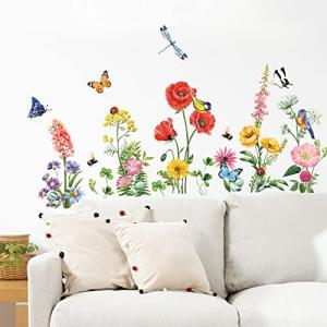 decalmile Pegatinas de Pared Jardín de Flor Vinilos Decorat…