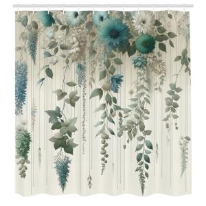 ABAKUHAUS Verde Salvia Cortina de Baño, Colores Apagados Ho…