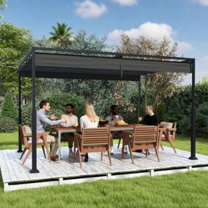 UISEBRT Pérgola de 3 x 4 m con estructura de acero estable…