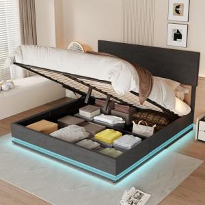 Moimhear Cama tapizada de 140 x 200 cm, marco de cama doble…