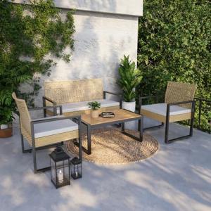 casa.pro Muebles de Terraza 4 Piezas - 1 Mesa Rectangular 1…