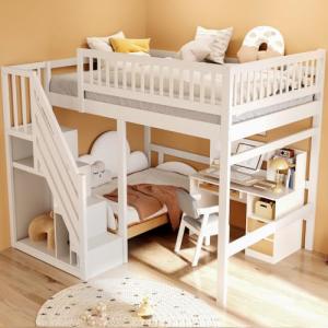 Wyibwy Cama alta de 140 x 200 cm para niños con escalera co…