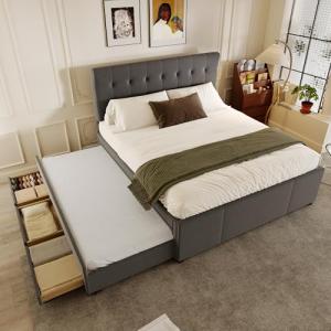 Moimhear Cama tapizada, cama doble, 140 x 200 cm, cama fami…