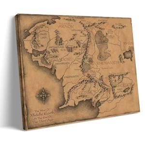 The West of Hobbits Map Poster Pintura Decorativa Lienzo Ar…