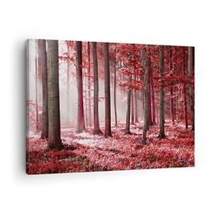 ARTTOR Lienzos decorativos bosque rojo árboles Cuadro Sobre…