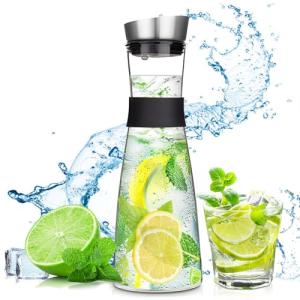 FAMKEEP Jarra de Agua de Vidrio,1200ml Botella de Cristal y…