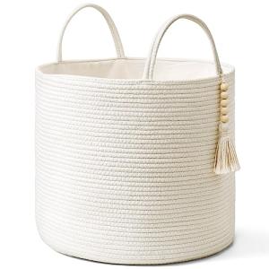 Mkono Cesta de almacenamiento tejida de cuerda natural, dec…