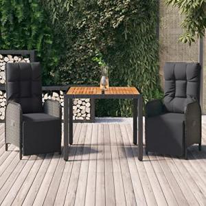 MOONAIRY Set Comedor de jardín 3 pzas con Cojines, Set Jard…