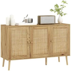 HOMCOM Aparador con 3 Puertas de Ratán, Aparador de Salón B…